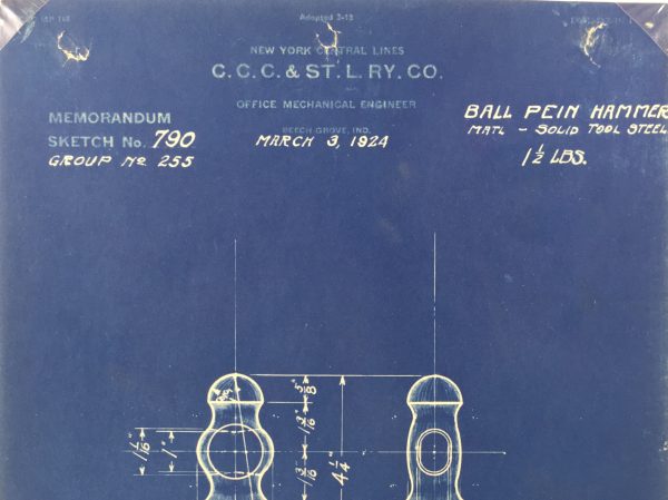 Technical Drawing Original Art - Blueprint, New York Central Rail, 1924