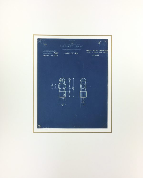Technical Drawing Original Art - Blueprint, New York Central Rail, 1924