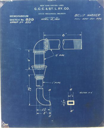Technical Drawing Original Art - Blueprint, New York Central Rail, 1924