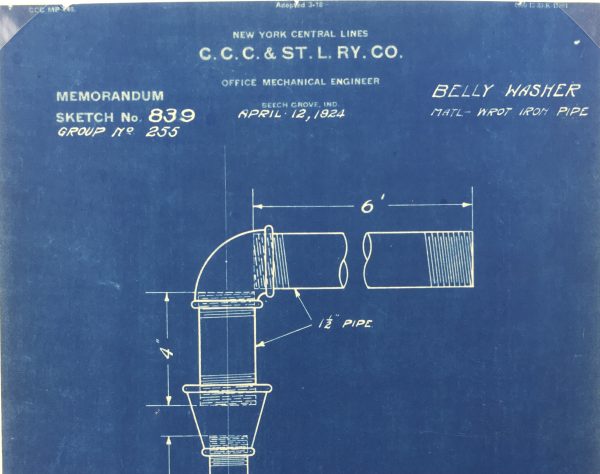 Technical Drawing Original Art - Blueprint, New York Central Rail, 1924