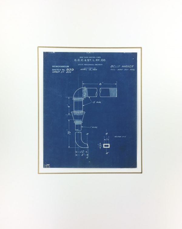 Technical Drawing Original Art - Blueprint, New York Central Rail, 1924