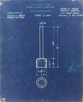 Technical Drawing Original Art - Blueprint, New York Central Rail, 1924