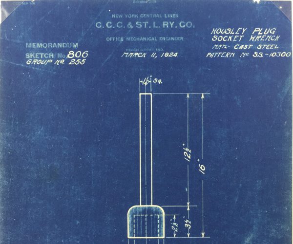 Technical Drawing Original Art - Blueprint, New York Central Rail, 1924