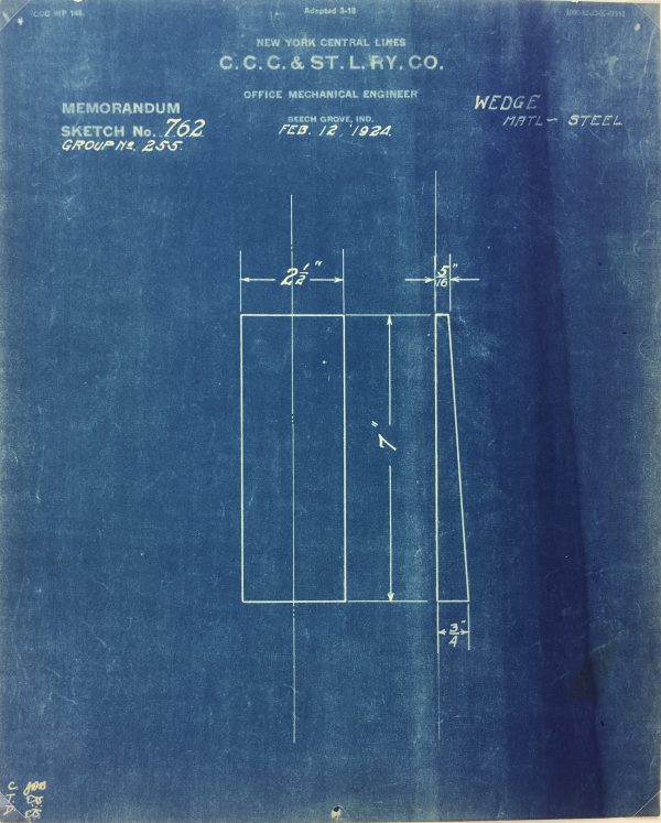 Technical Drawing Original Art - Blueprint, New York Central Rail, 1924