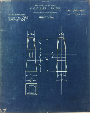 Technical Drawing Original Art - Blueprint, New York Central Rail, 1924