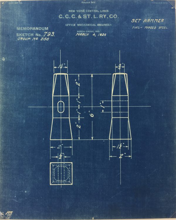 Technical Drawing Original Art - Blueprint, New York Central Rail, 1924