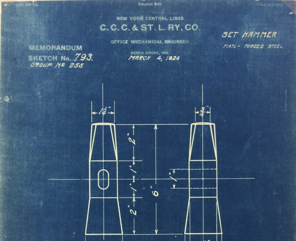 Technical Drawing Original Art - Blueprint, New York Central Rail, 1924