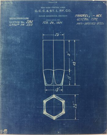 Technical Drawing Original Art - Blueprint, New York Central Rail, 1924