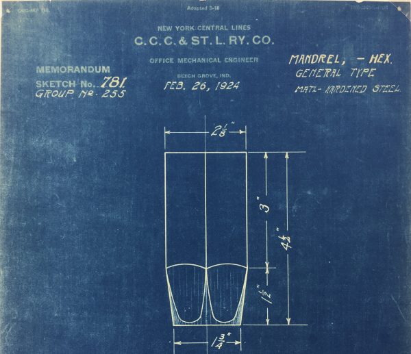 Technical Drawing Original Art - Blueprint, New York Central Rail, 1924