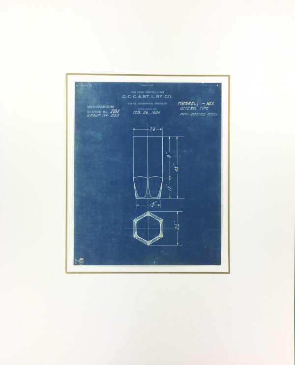 Technical Drawing Original Art - Blueprint, New York Central Rail, 1924