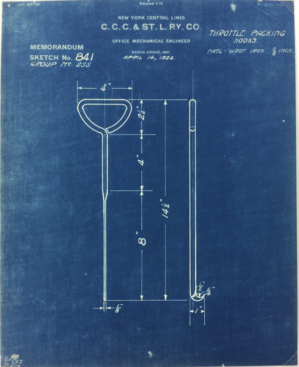 Technical Drawing Original Art - Blueprint, New York Central Rail, 1924