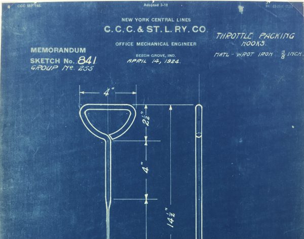Technical Drawing Original Art - Blueprint, New York Central Rail, 1924