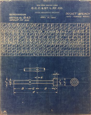 Technical Drawing Original Art - Blueprint, New York Central Rail, 1924