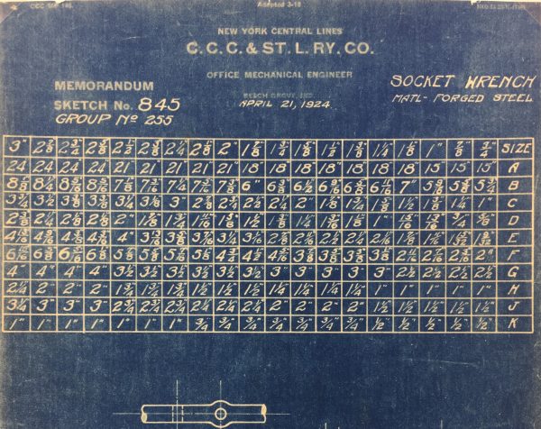 Technical Drawing Original Art - Blueprint, New York Central Rail, 1924