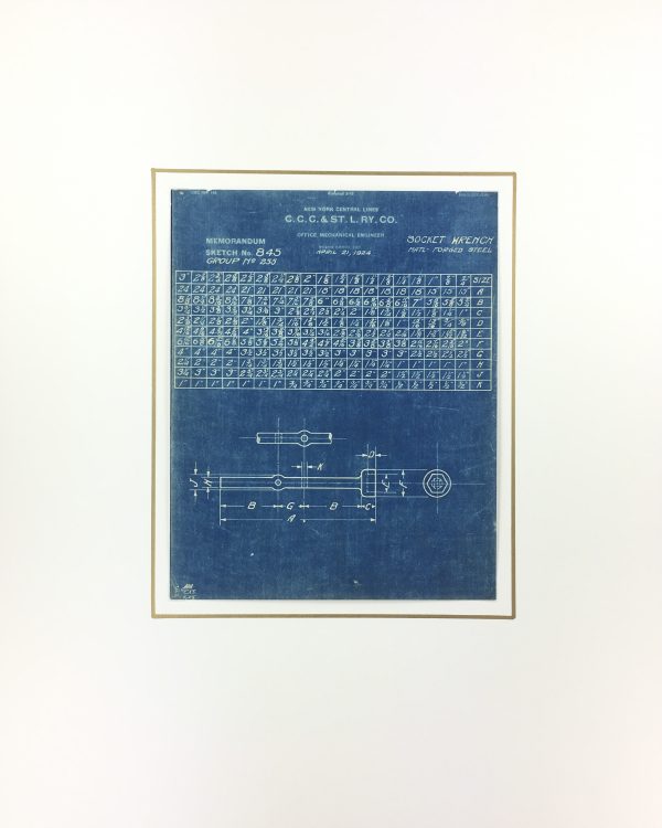 Technical Drawing Original Art - Blueprint, New York Central Rail, 1924