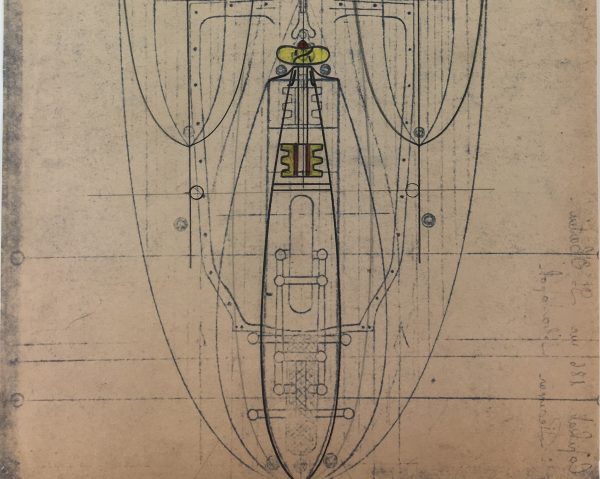 Technical Drawing Original Art - Hydroplane, Desing, 1965