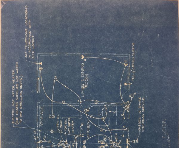 Technical Drawing Original Art - Living Quarters, USACE, 1950