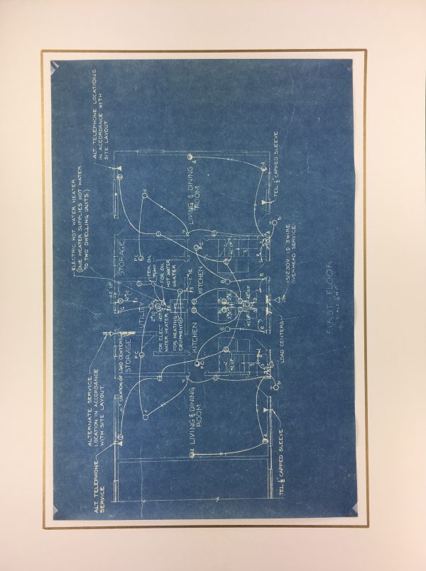 Technical Drawing Original Art - Living Quarters, USACE, 1950