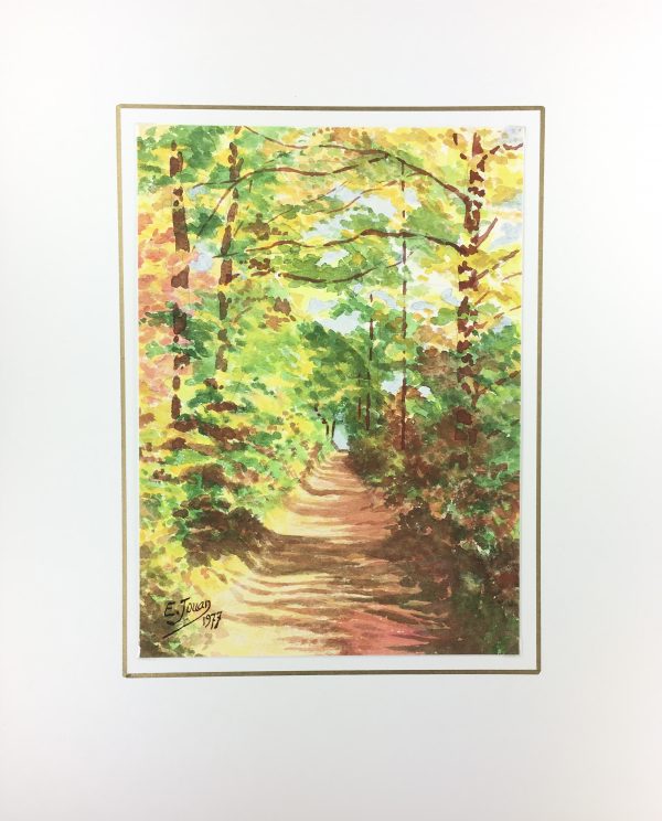 Trees Original Art - Forest Path, E. Jouan, 1977