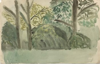 Trees Original Art - Tree Abstract, Watercolor, c.1950