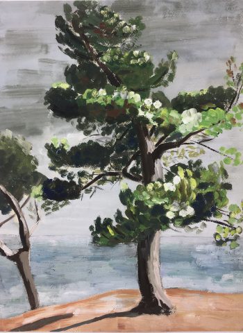 Trees Original Art - Seaside Tree, French, c. 1960