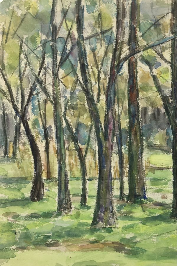 Trees Original Art - Under the Trees, F. Alomer, c. 1950