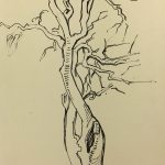 Trees Original Art - Tree Silhouette, H.T.V., c. 1940