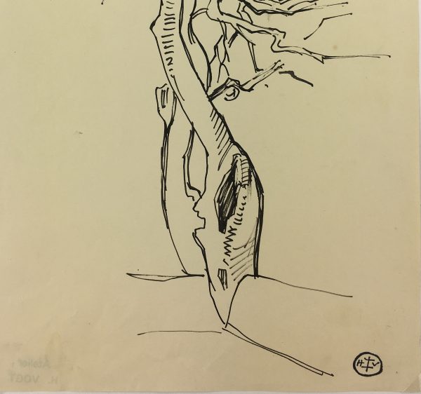 Trees Original Art - Tree Silhouette, H.T.V., c. 1940