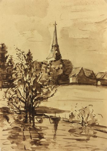 Towns Original Art - The Steeple, French, c. 1920
