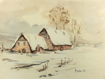 Winter Original Art - Snowy Serenity, Pradier B., c. 1960