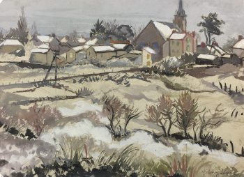 Winter Original Art - Town in Winter, Y.B. Lehoux, c. 1950