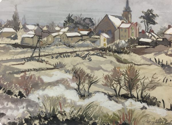Winter Original Art - Town in Winter, Y.B. Lehoux, c. 1950