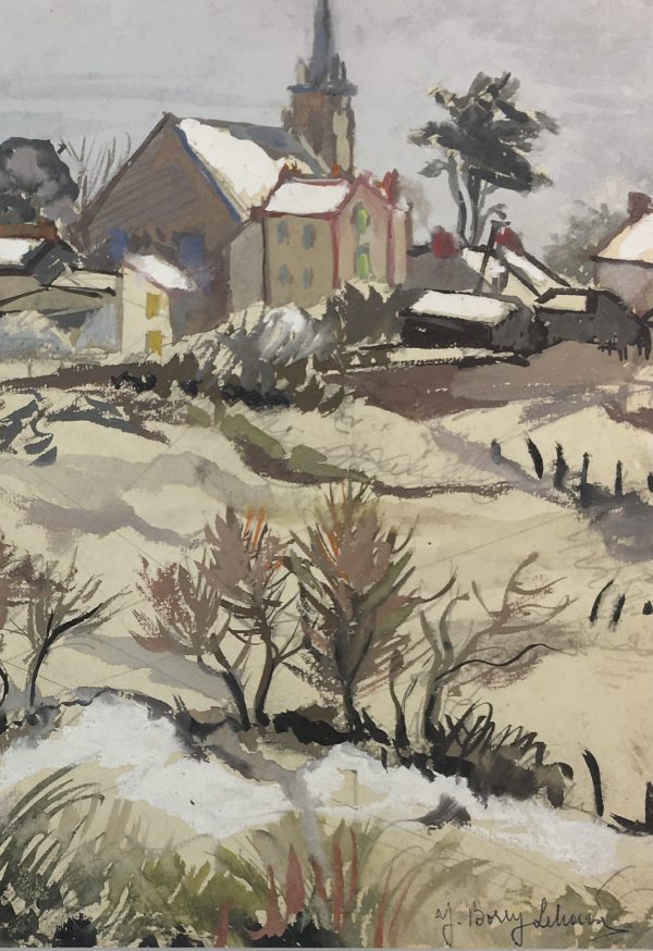 Winter Original Art - Town in Winter, Y.B. Lehoux, c. 1950