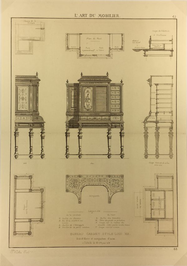 Architecture Print - Furniture Styles, French: J. Verchere, 1873