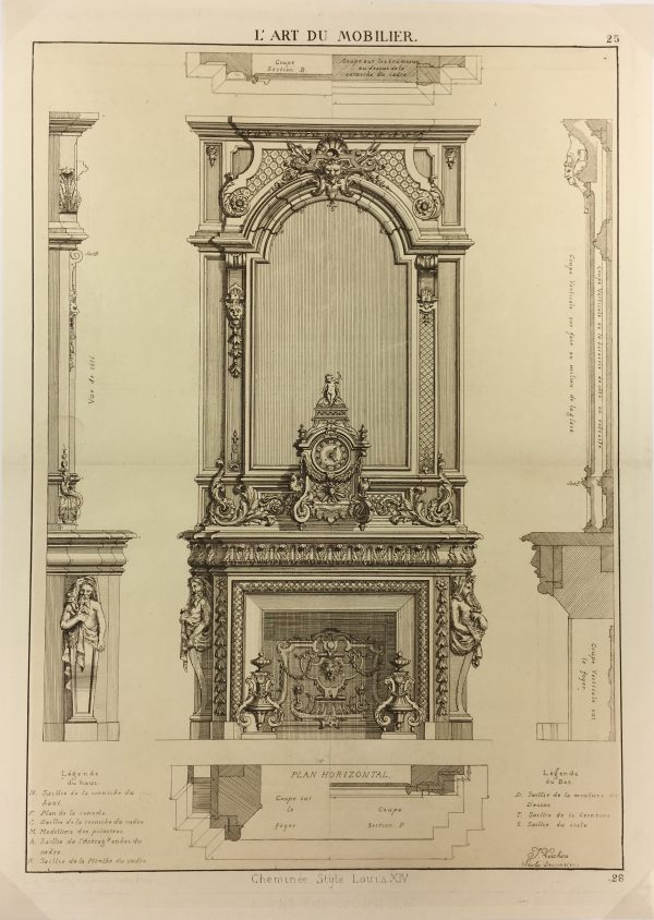 Architecture Print - Furniture Styles, French: J. Verchere, 1873