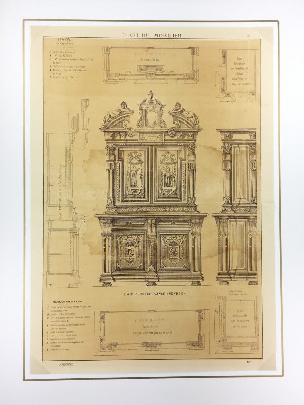 Architecture Print - Furniture Styles, French: J. Verchere, 1873