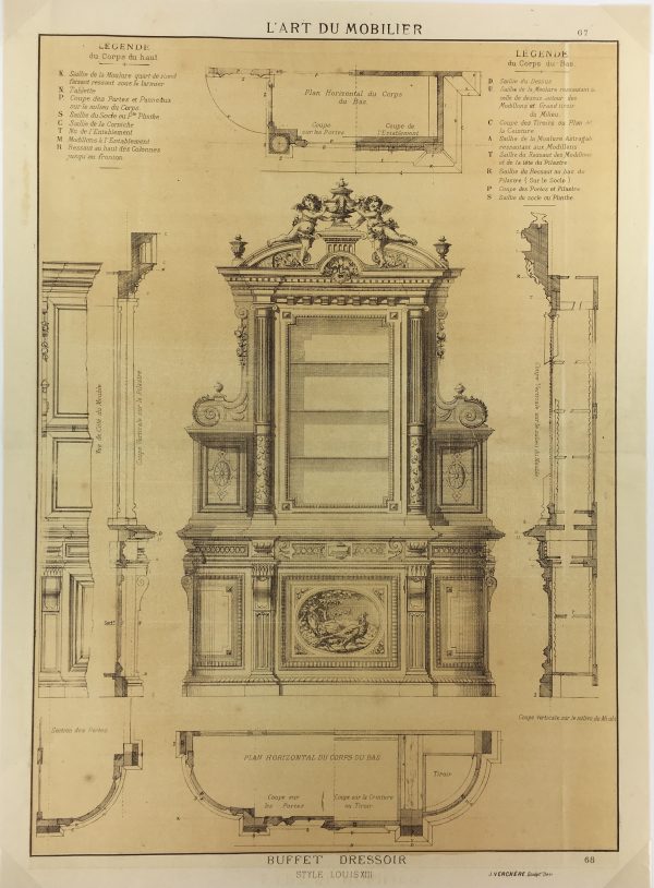 Architecture Print - Furniture Styles, French: J. Verchere, 1873