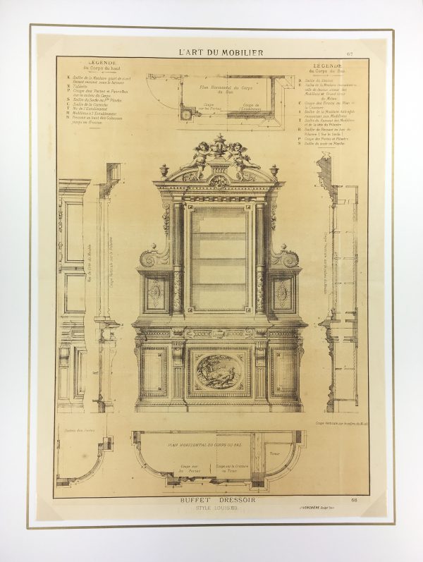 Architecture Print - Furniture Styles, French: J. Verchere, 1873