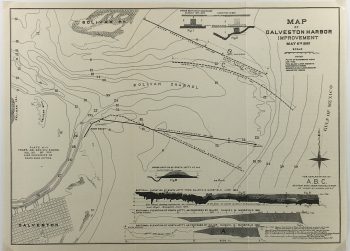 Texas Map - Galveston Harbor Improvement, ASCE, 1885