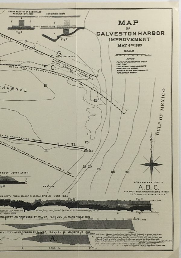 Texas Map - Galveston Harbor Improvement, ASCE, 1885
