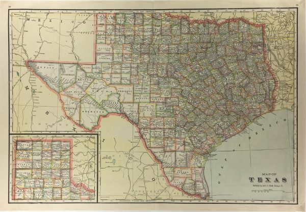 Texas Map - Texas Map, George Cram, 1914