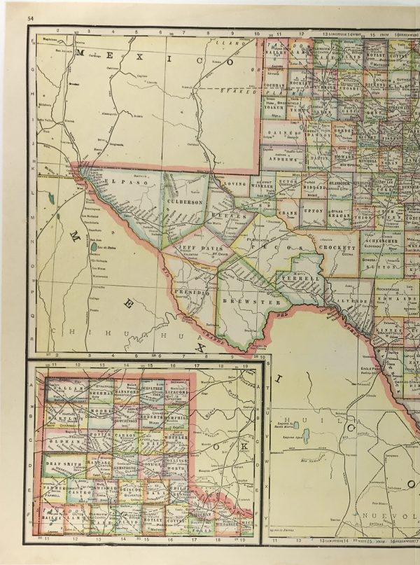 Texas Map - Texas Map, George Cram, 1914