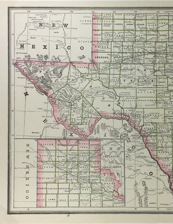 Texas Map - Texas, People (Greer County), c.1890