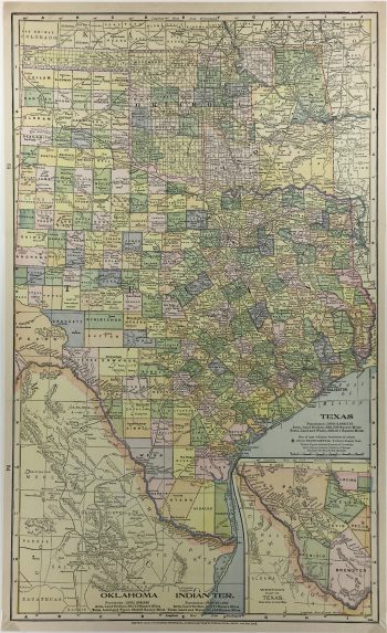 Texas Map - Texas & Oklahoma, Matthews-Northrup, 1903