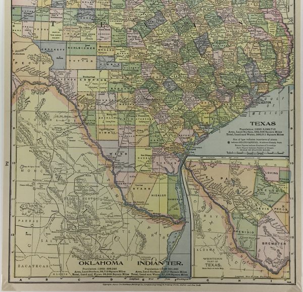 Texas Map - Texas & Oklahoma, Matthews-Northrup, 1903