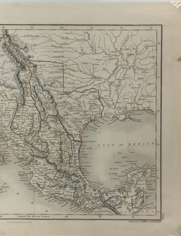 Texas Republic Map - Engraving - Antique Map of Texas Republic, S. Hall, 1847