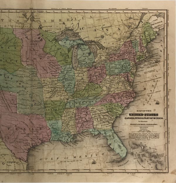 Texas Republic Map - Engraving - Texas Republic, Olney's, 1844