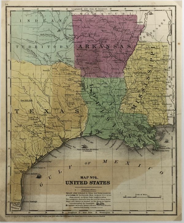Texas Republic Map - TX & LA, Burgess, 1847