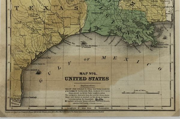 Texas Republic Map - TX & LA, Burgess, 1847