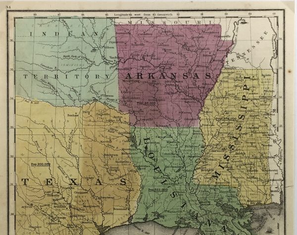 Texas Republic Map - TX & LA, Burgess, 1847
